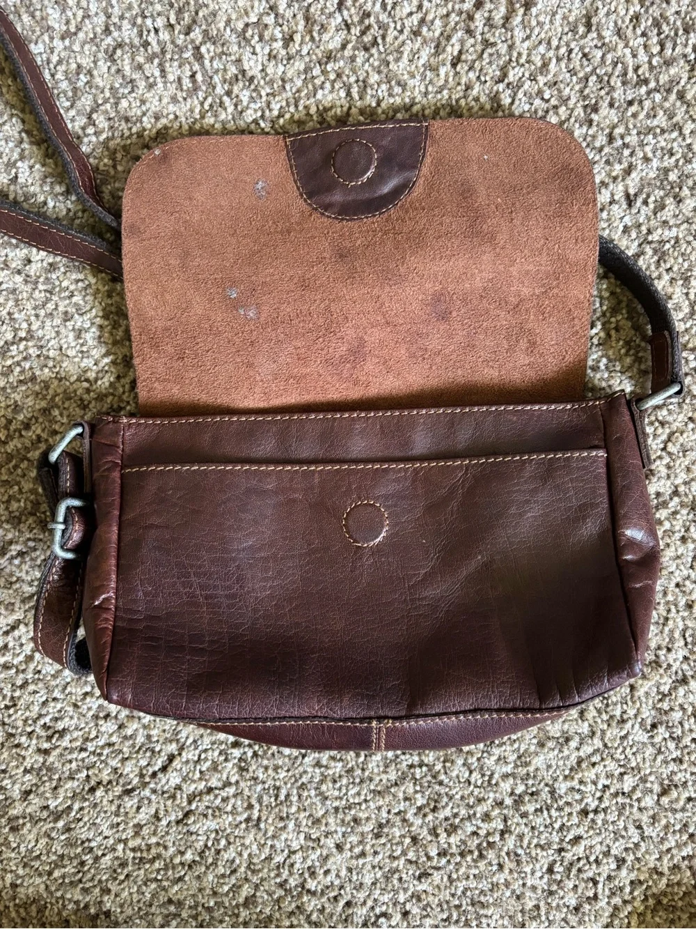 Vintage Style Jack Georges Brown Leather Crossbody Bag with Buckle